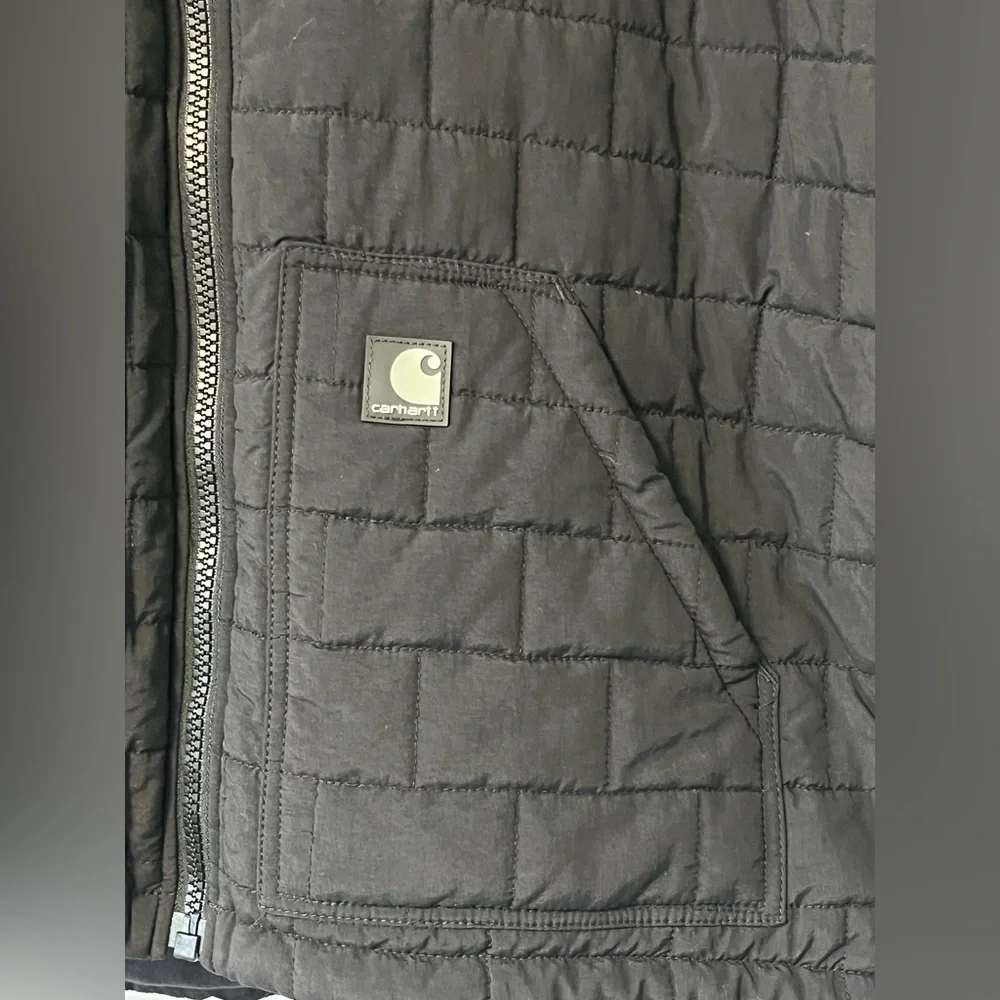 Carhartt Quilted XL Bomber Jacket Mens Large Black Puffer Zip Pockets Liner Only - Picture 4 of 15